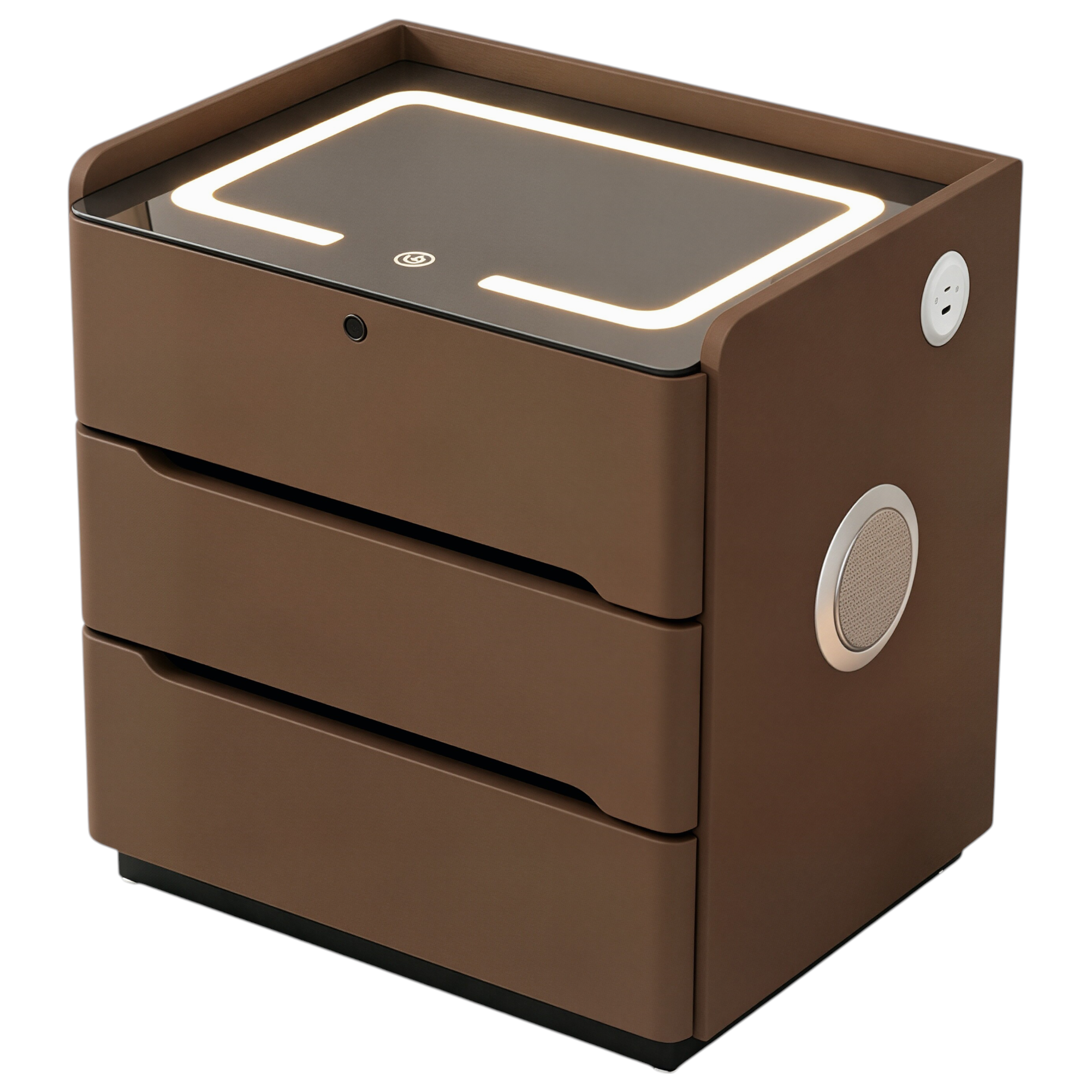 Smart Bedside Table with Wireless Charging and LED Light