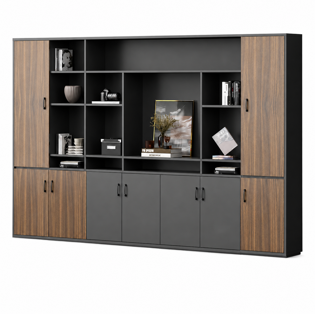 Modern Executive Storage Cabinet with Display Shelves