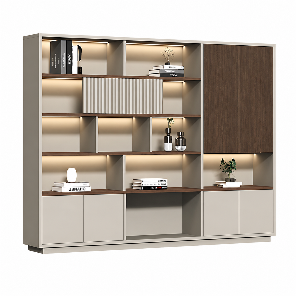 Modern Open-Shelved Executive Storage Cabinet