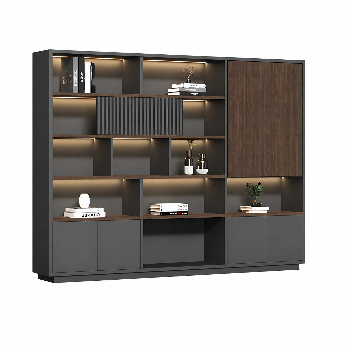 Modern Open-Shelved Executive Storage Cabinet