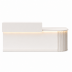 Modern Curved Reception Desk with LED Lighting and Storage Counter