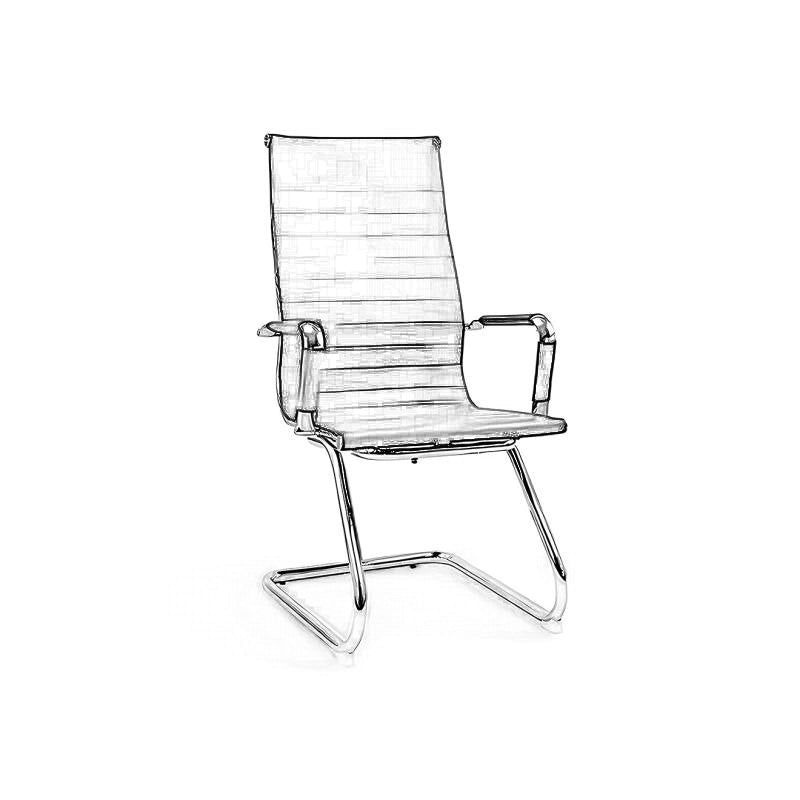 Executive Office Chair with Arms and Height Adjustment, Ribbed Design