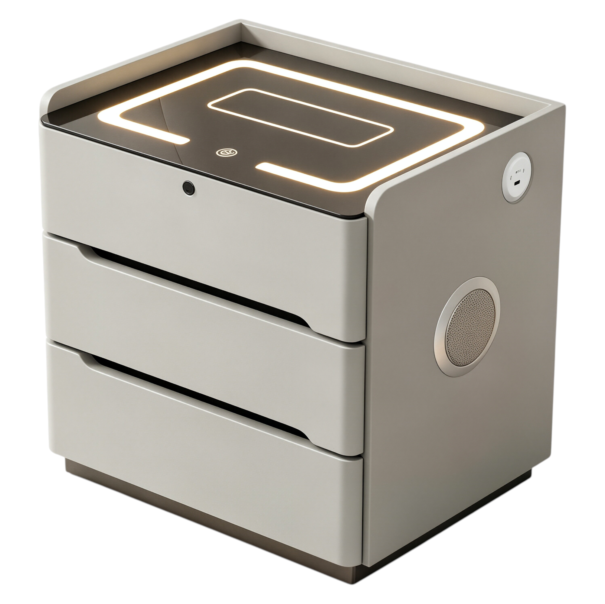 Smart Bedside Table with Wireless Charging and LED Light