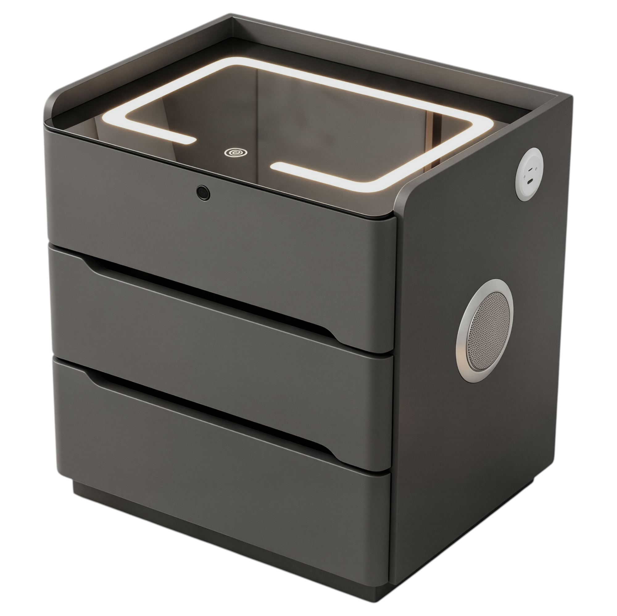 Smart Bedside Table with Wireless Charging and LED Light