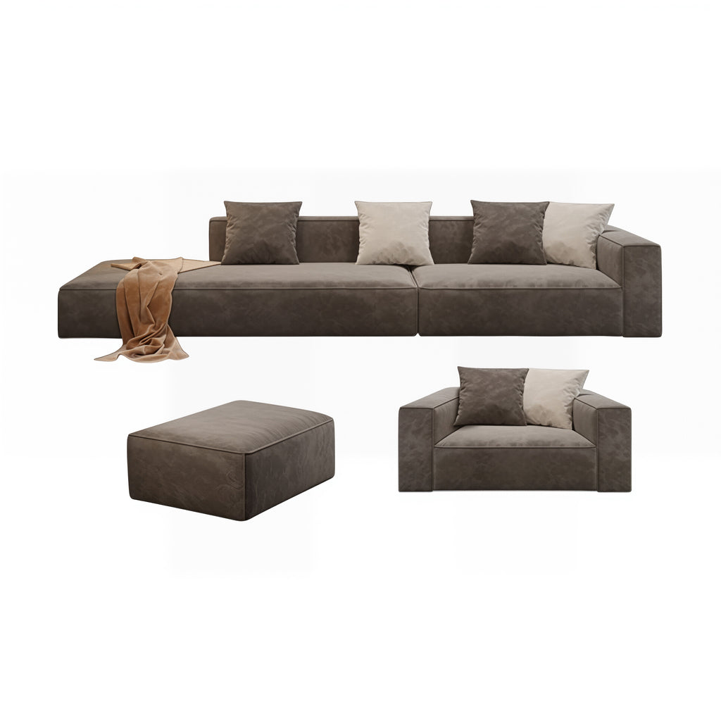 Modern Modular L Shape Corner Sofa With Ottoman For Living Room