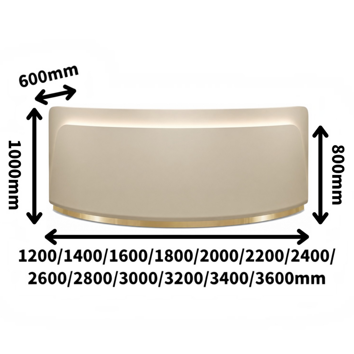 Modern Curved Reception Desk with LED Accent