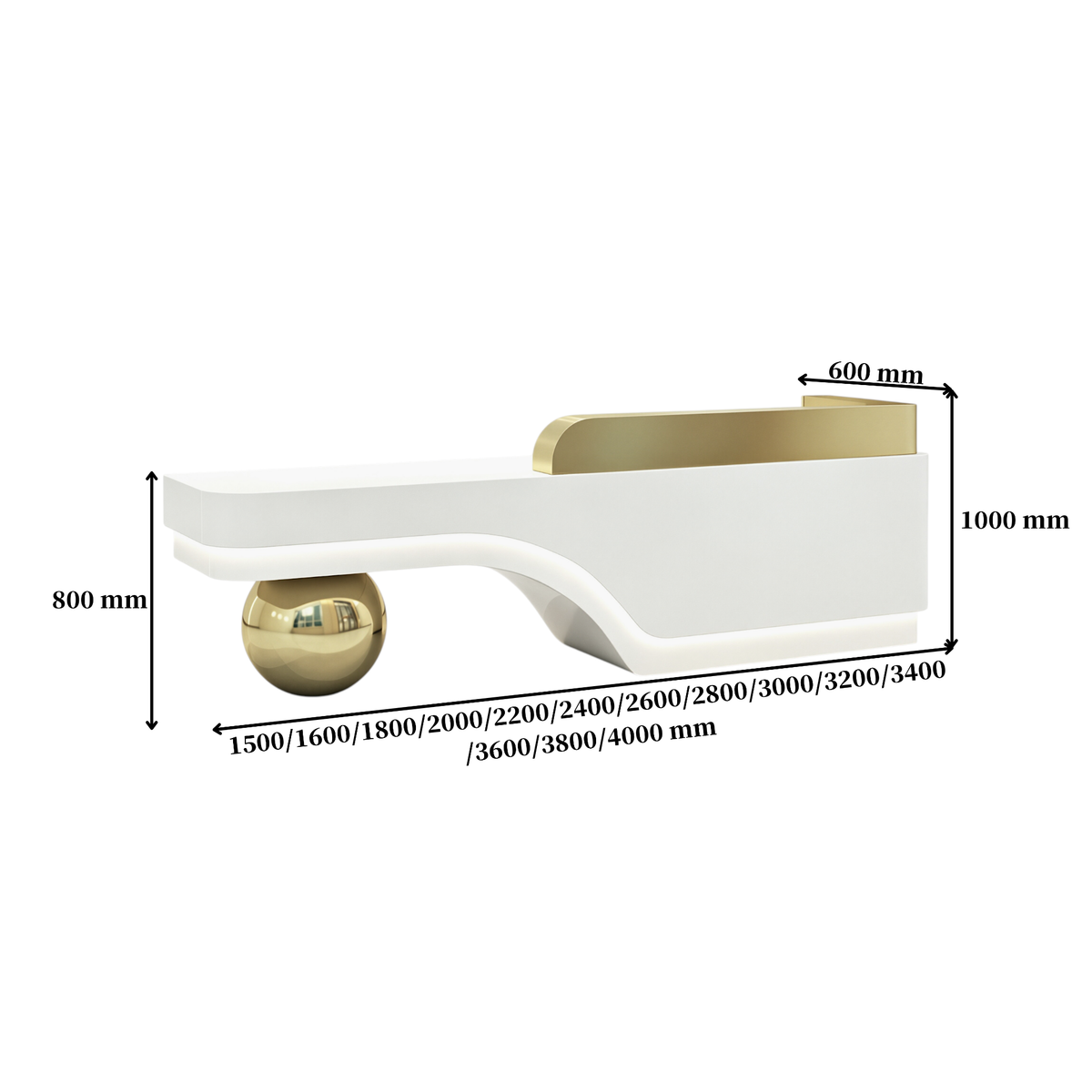 Modern Sculptural Reception Counter with Stainless Steel Base