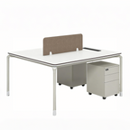 Bench Workstation Desk with Privacy Screens and Mobile Pedestals
