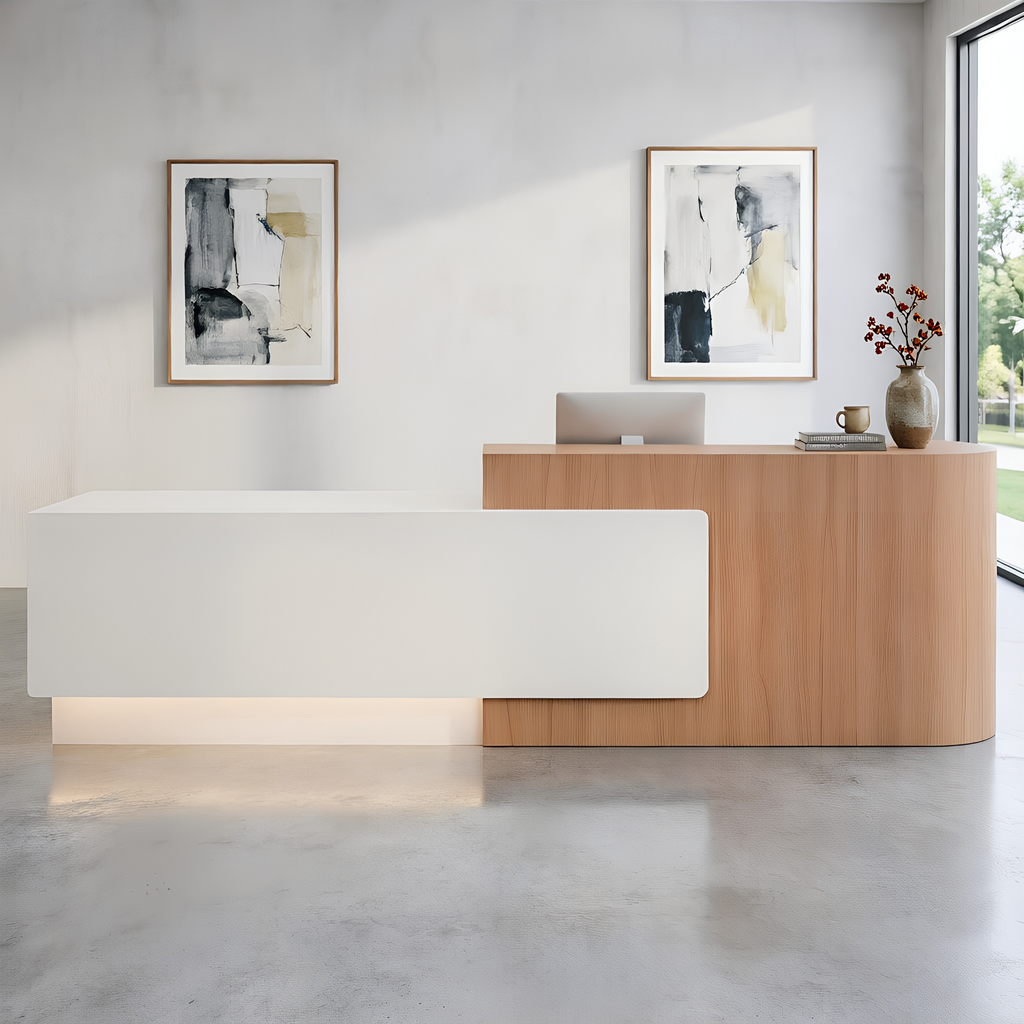 Contemporary Reception Counter with Curved Ends