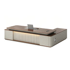 Walnut-Finish Executive Office Desk with Custom LED Lighting