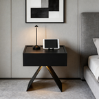 Black Ash Bedside Table with Geometric Base