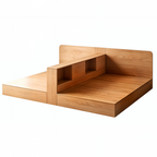 Natural Timber Twin Storage Bed with Divider Shelf