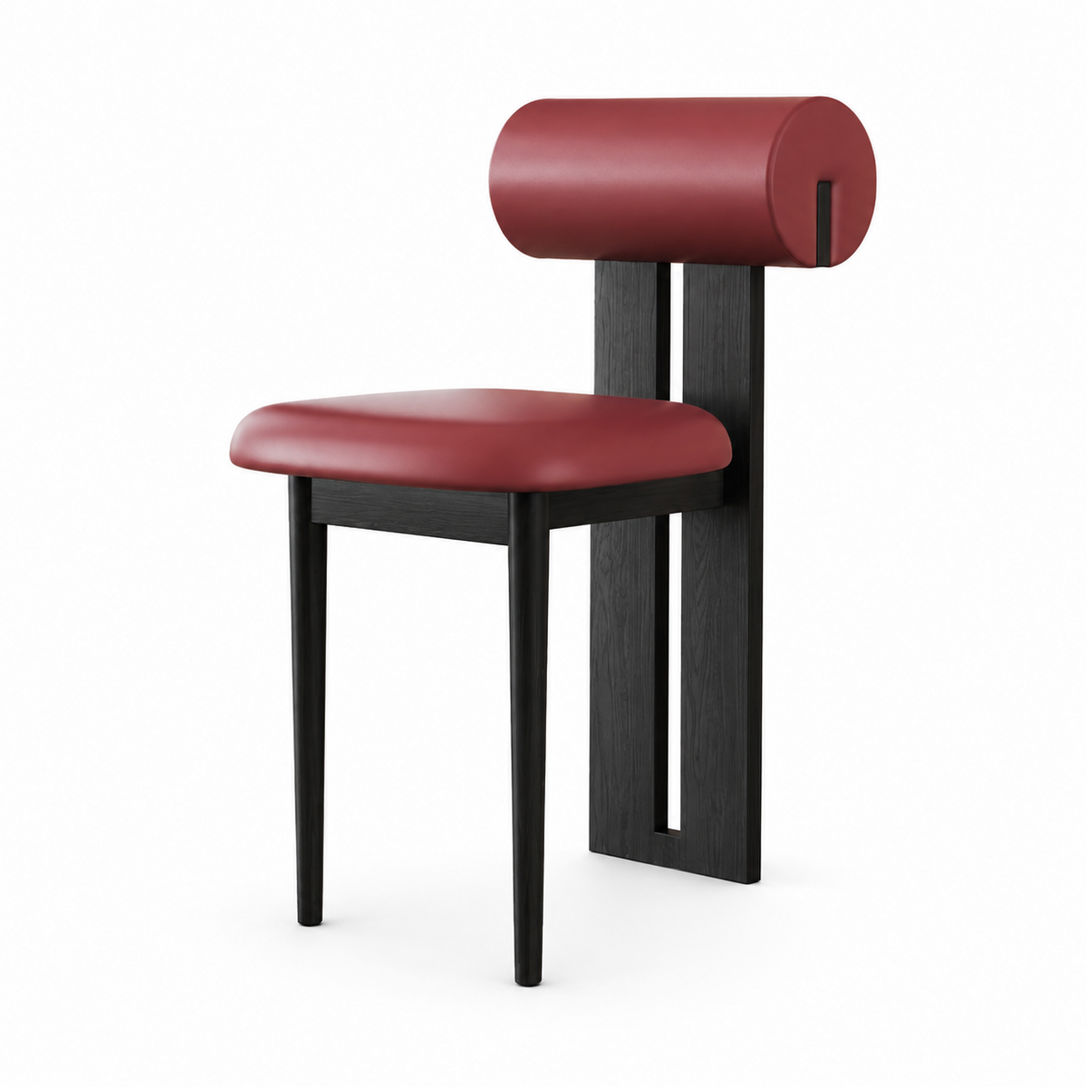 Modern Dining Chair with Upholstered Seat and Cylindrical Backrest