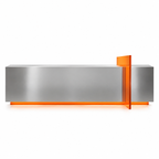 Modern Stainless Steel Reception Desk With Lit Custom Logo Panel