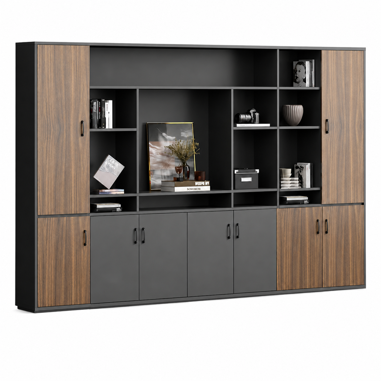 Modern Executive Storage Cabinet with Display Shelves