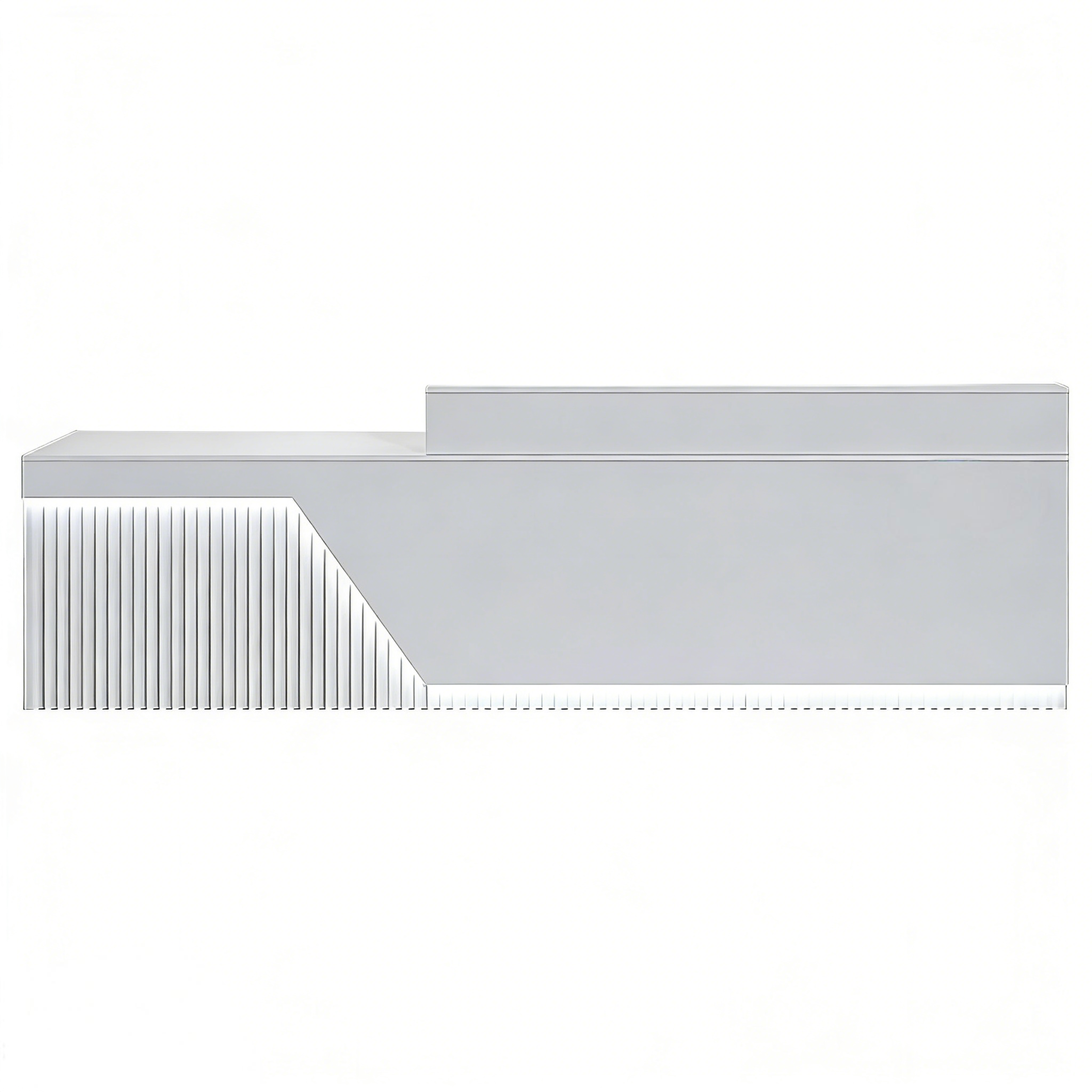 Modern White LED Reception Counter with Fluted Front Panel