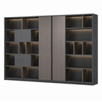 Executive Storage Wall Cabinet with LED and Concealed Wardrobe Storage