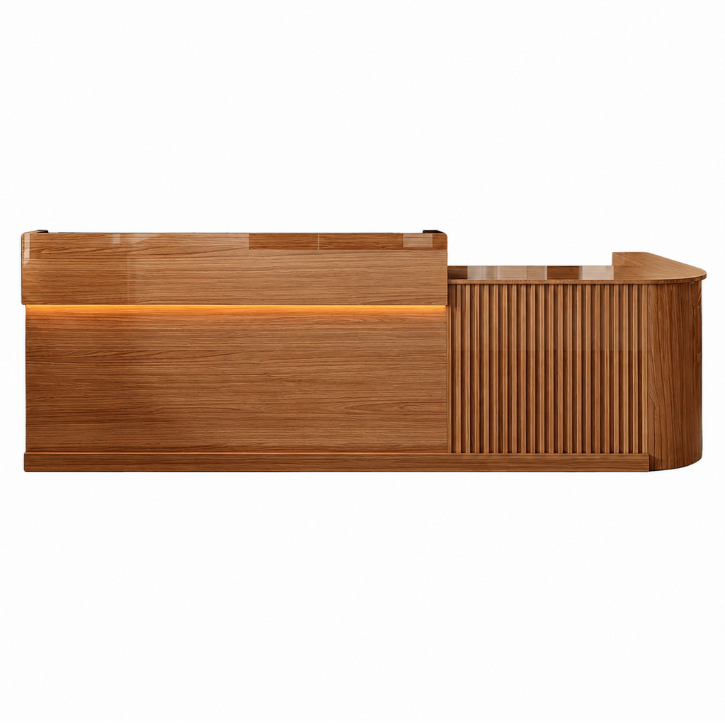 Slatted Timber Café Counter with LED Front Panel