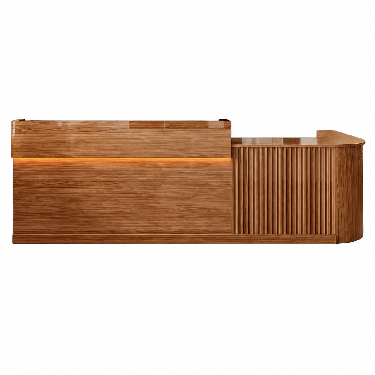 Slatted Timber Café Counter with LED Front Panel