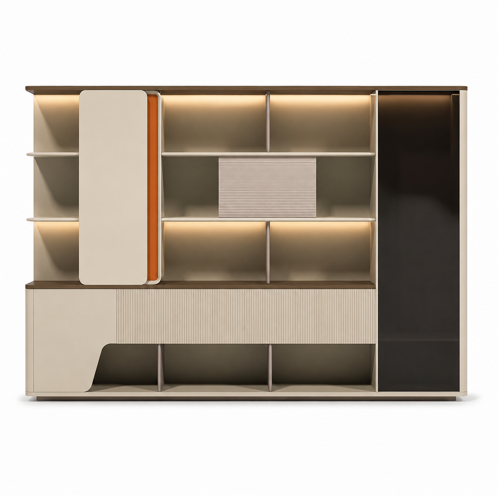 Modern Executive Storage Wall Unit with Wardrobe