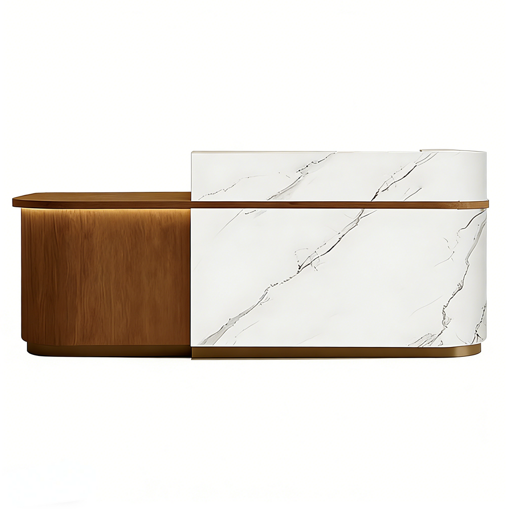 Soft-Tone Timber Reception Counter for Beauty and Wellness