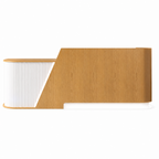 Modern Curved Fluted Reception Desk with LED Lighting and Custom Logo