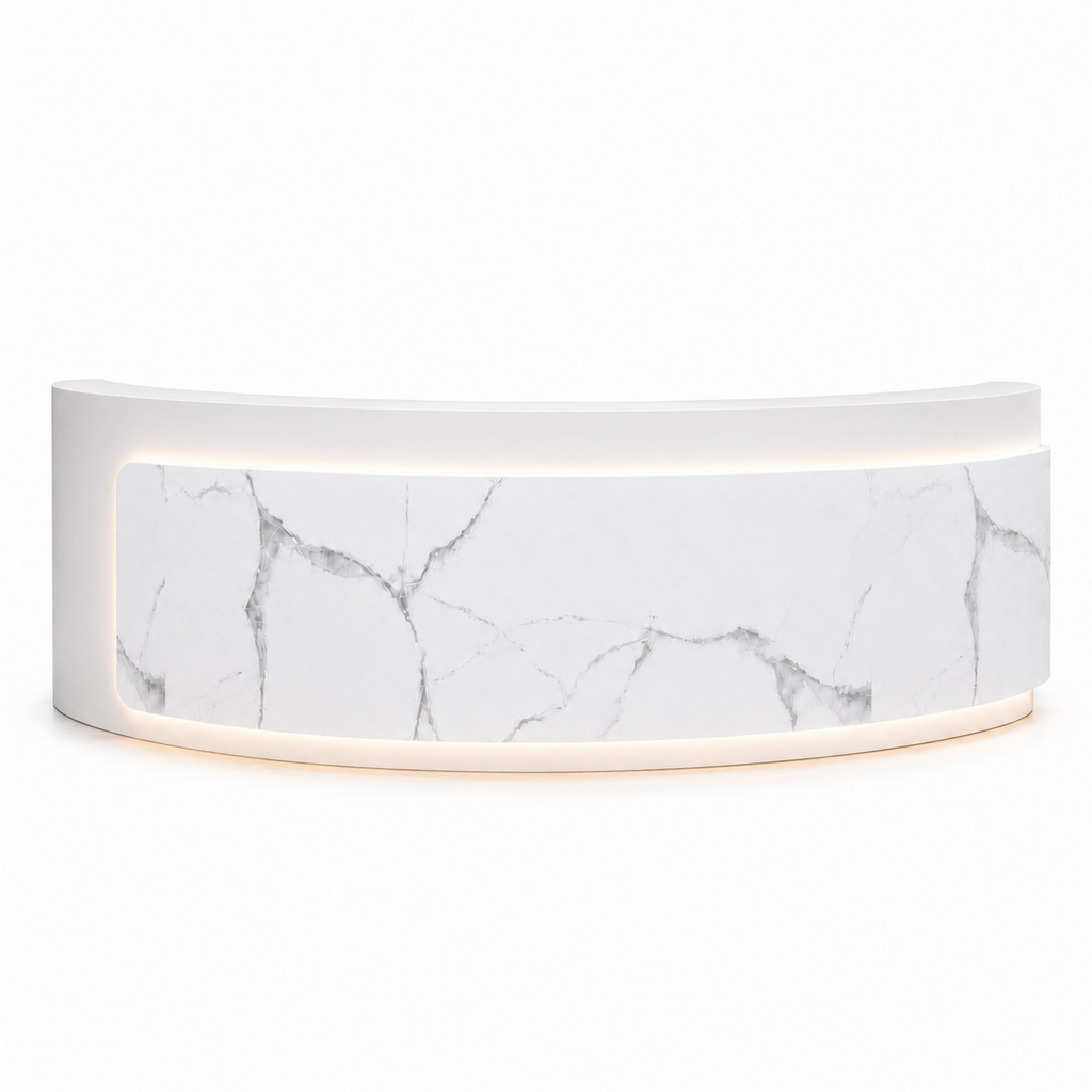 Premium Curved Reception Counter with Integrated LED Lighting