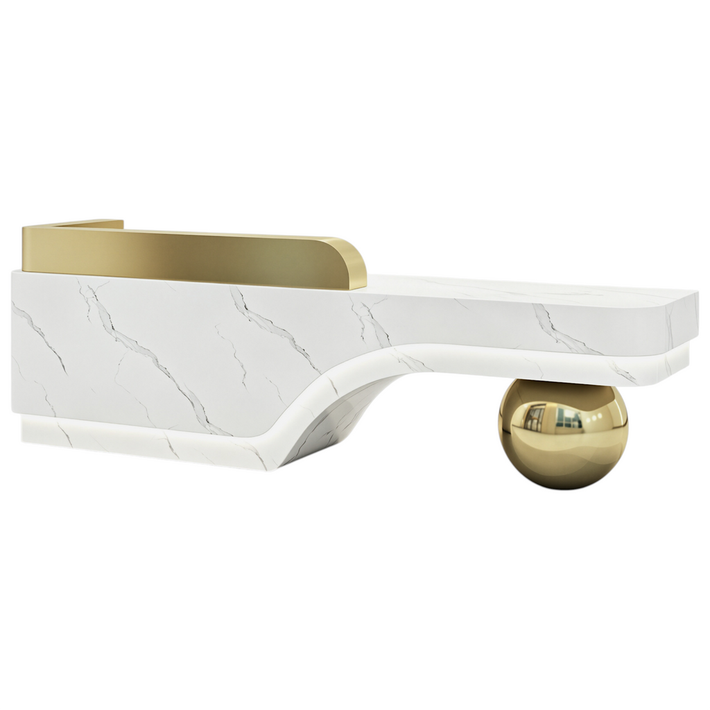 Modern Sculptural Reception Counter with Stainless Steel Base