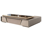 Luxury Black Glass-Top Executive Desk with Lift Side Table and Fluted Front Panel