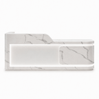 Modern Curved Reception Desk with LED Lighting and Custom Logo Panel