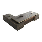 Premium Executive Office Desk with Voice-Controlled LED Lighting and Statement Side Storage