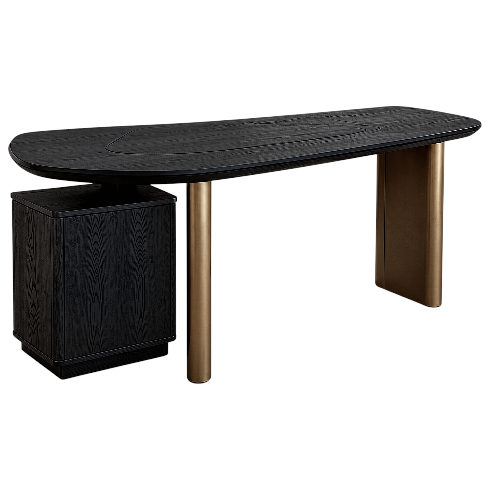 Modern Executive Desk with Leather Inlay & Storage