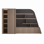 Curved Display Filing Cabinet with Integrated Wardrobe Storage