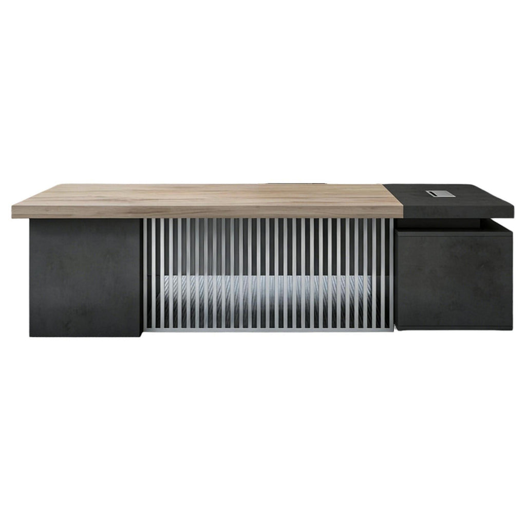 Commercial Executive Desk with Slatted Privacy Panel