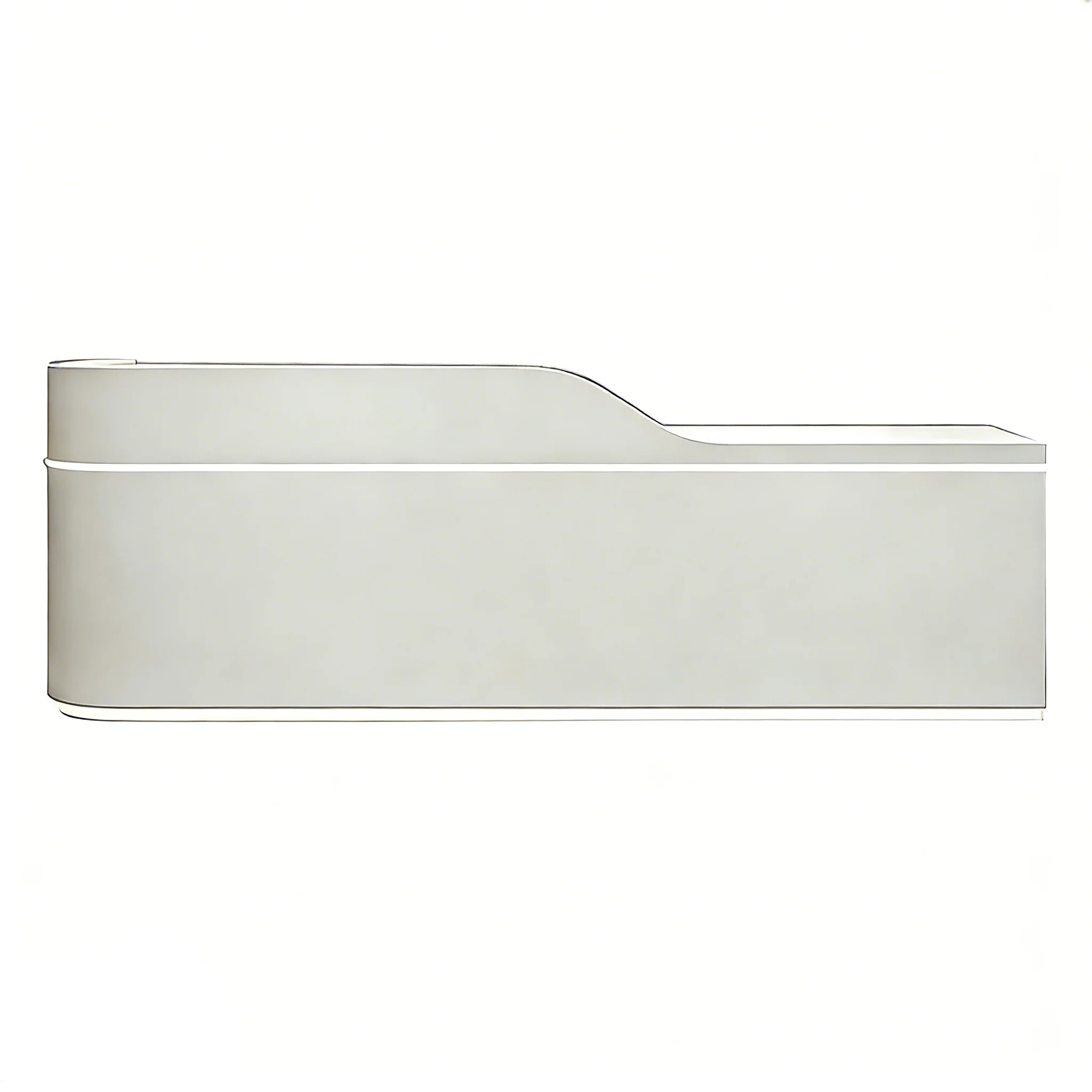 Sleek Curved Reception Counter with Concealed Storage and Service Ledge