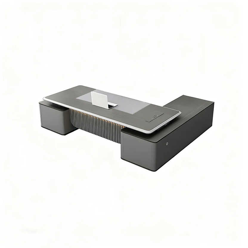 L-Shape Modern Executive Desk with Integrated Storage