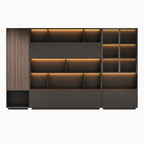 Executive Storage Wall Unit with LED Shelving and Wardrobe