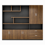 Modern Executive Storage Wall Cabinet with Open Shelving