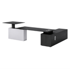 Modern Executive L-Shape Desk With Credenza Storage, Optional Sit-Stand Electric Lift System