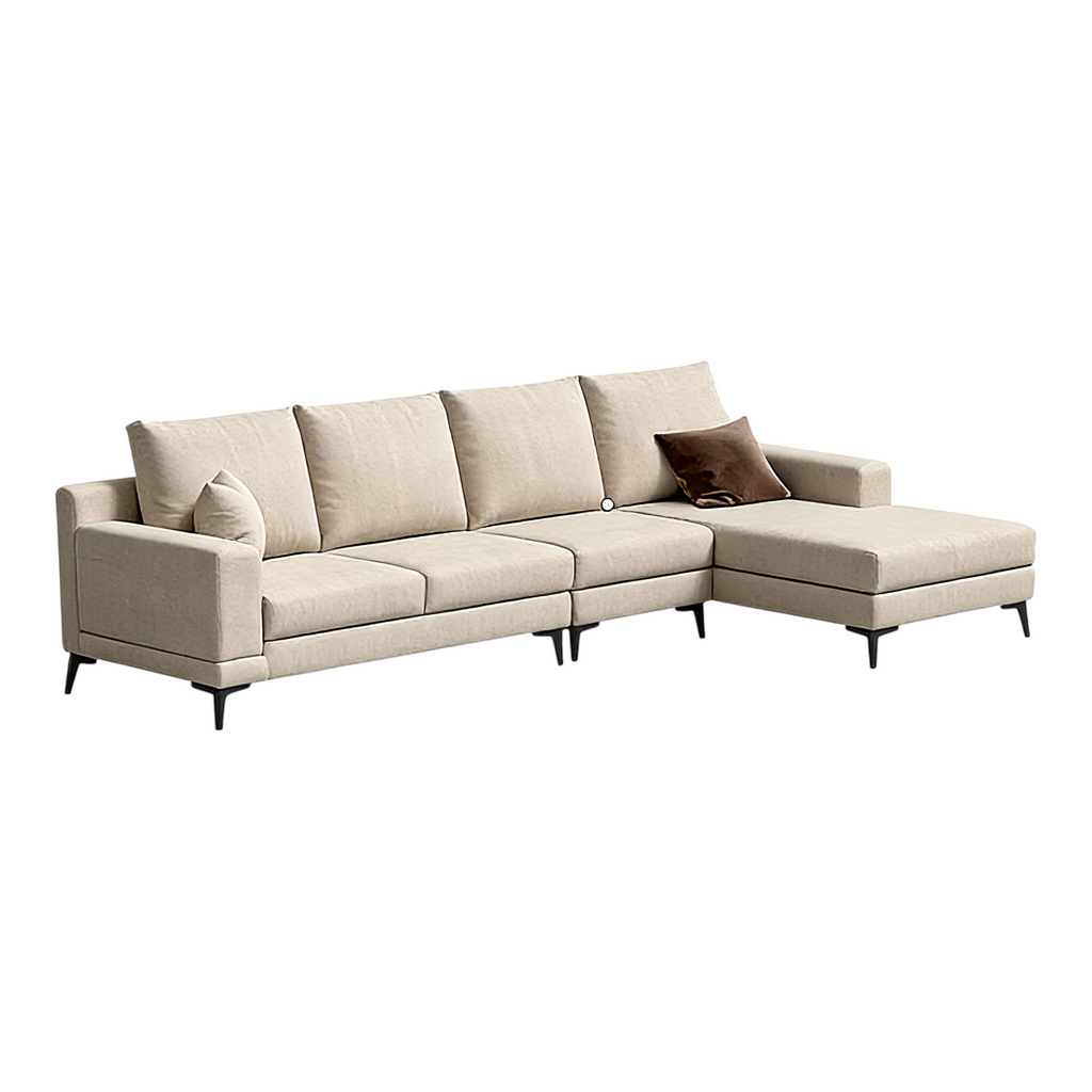 Modern Modular Linen Sofa With Reversible Chaise And Removable Covers