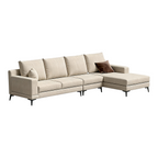 Modern Modular Linen Sofa With Reversible Chaise And Removable Covers
