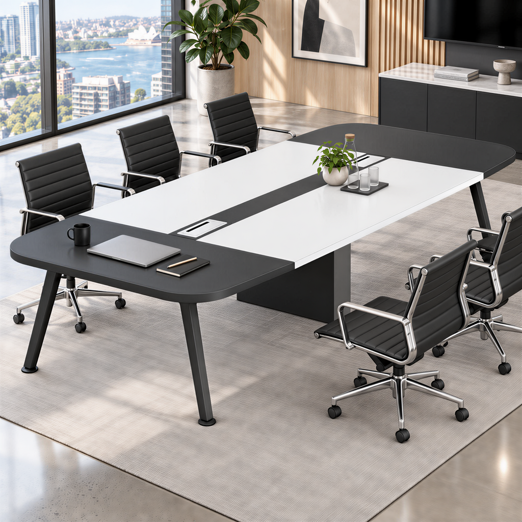 Modern Boardroom Table with Two-Tone Design and Custom Sizes
