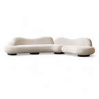 Modern Curved Lounge Sofa with Deep Seating and Rounded Arms