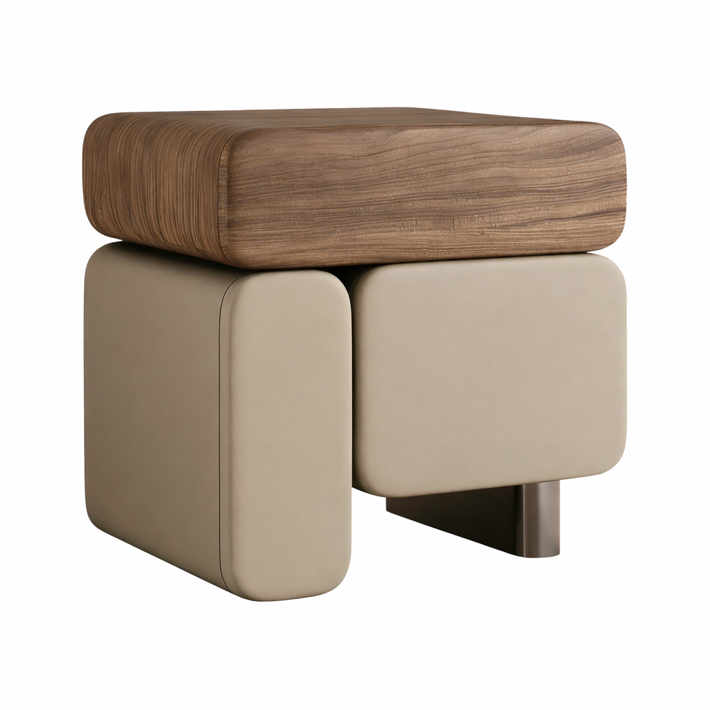 Designer Bedside Table in Walnut Look