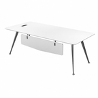 Modern Executive Desk with Walnut-Style Worktop, Privacy Panel and Chrome Tapered Legs