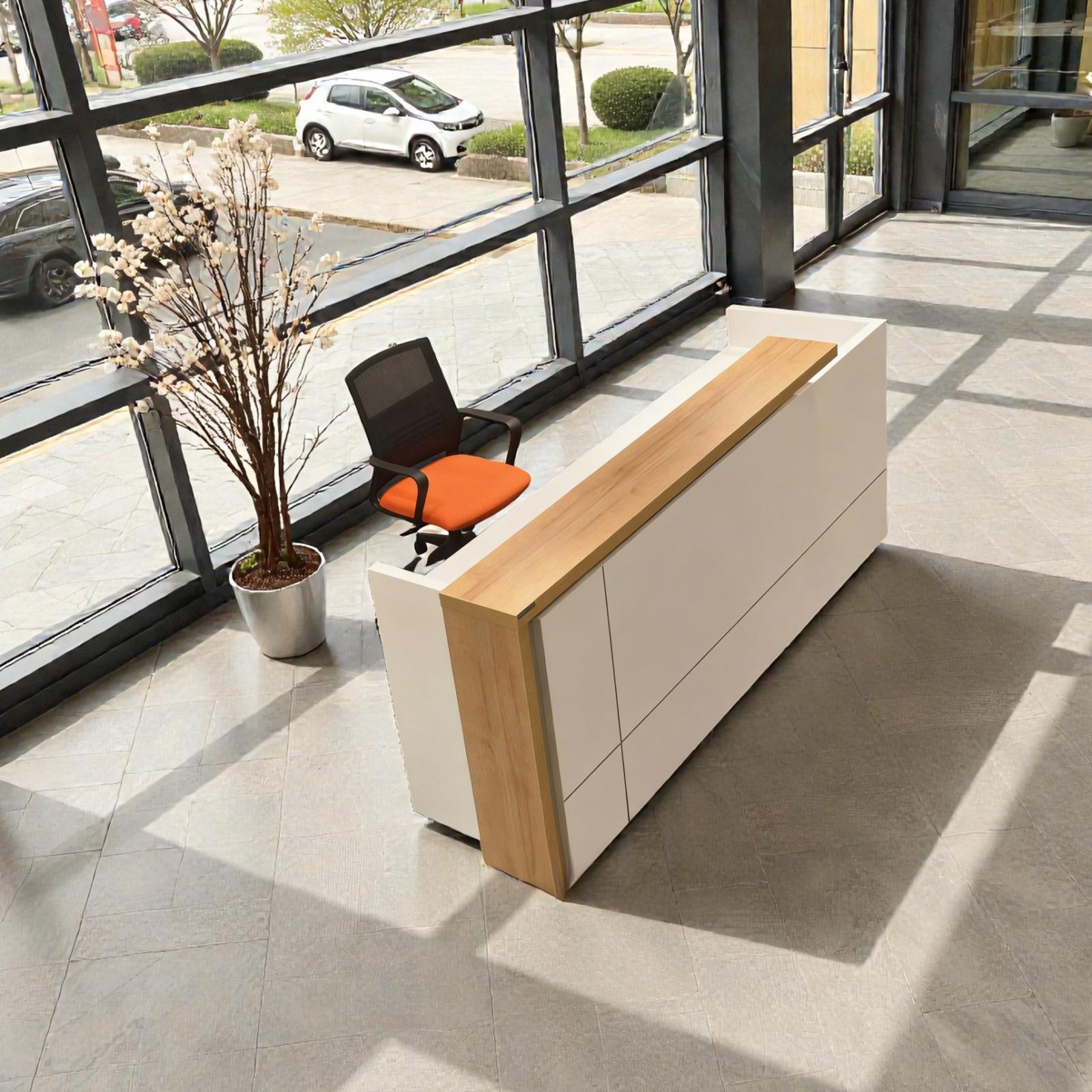 Minimalist Reception Desk with Timber Return Top