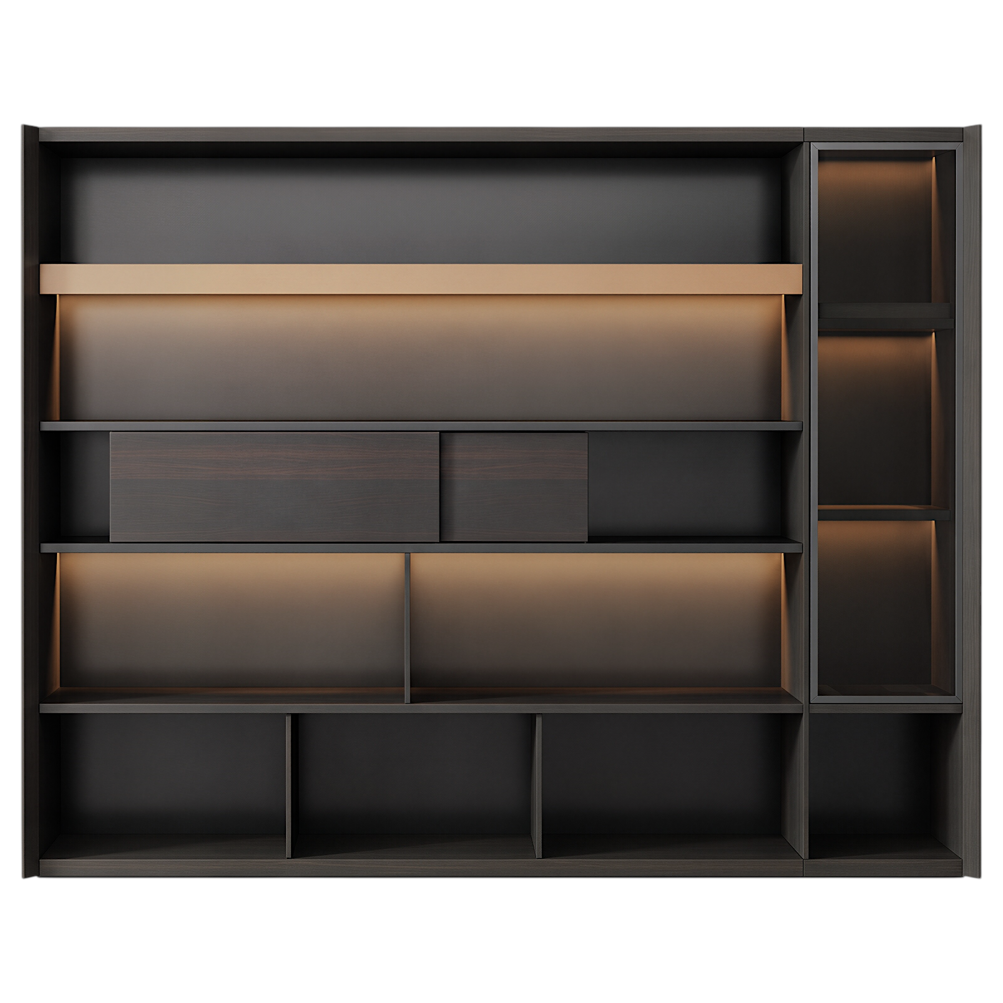 Modern Office Storage Cabinet with Illuminated Display Sections