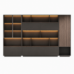 Executive Storage Wall Unit with LED Shelving and Wardrobe