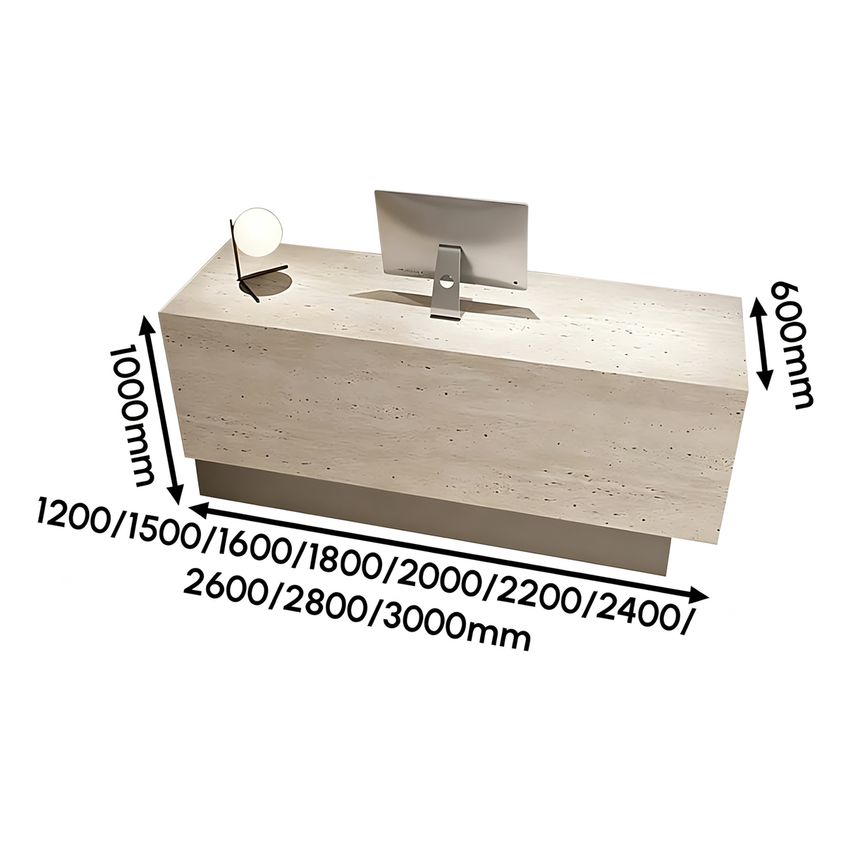 Stone-Look Linear Reception Counter with LED Plinth