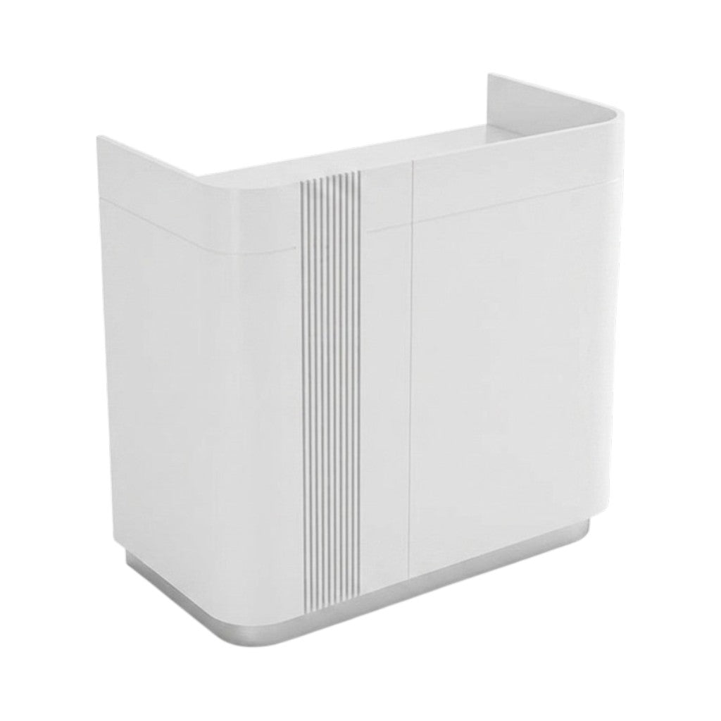 Minimalist Compact Reception Desk with Curved Corners and High-Gloss Finish for Boutique Offices